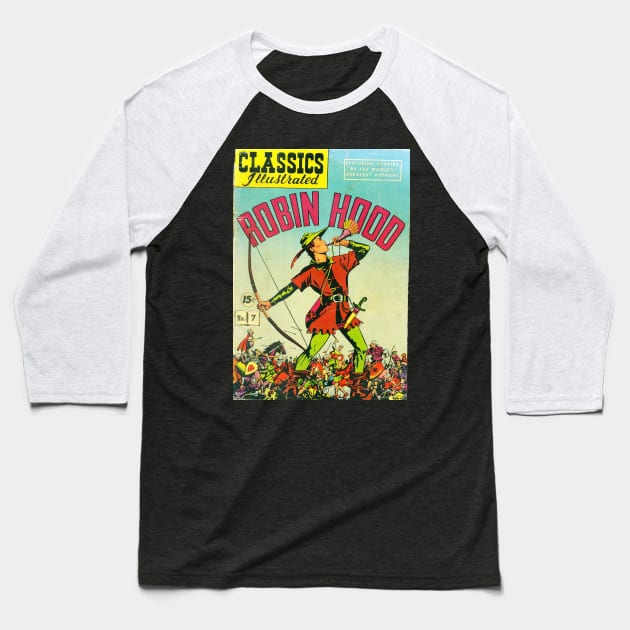 Robin Hood Vintage Comic Book Cover Baseball T-Shirt by buythebook86